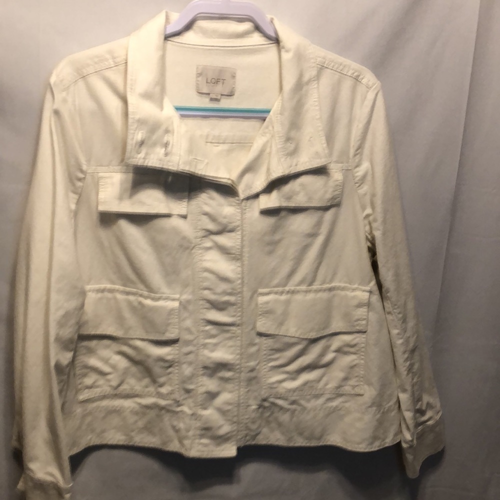 Loft L white cotton jacket